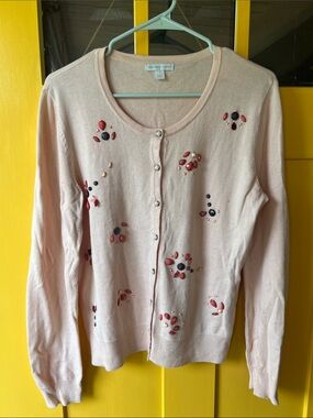 New York & Company Blush Pink Beaded Button Cardigan